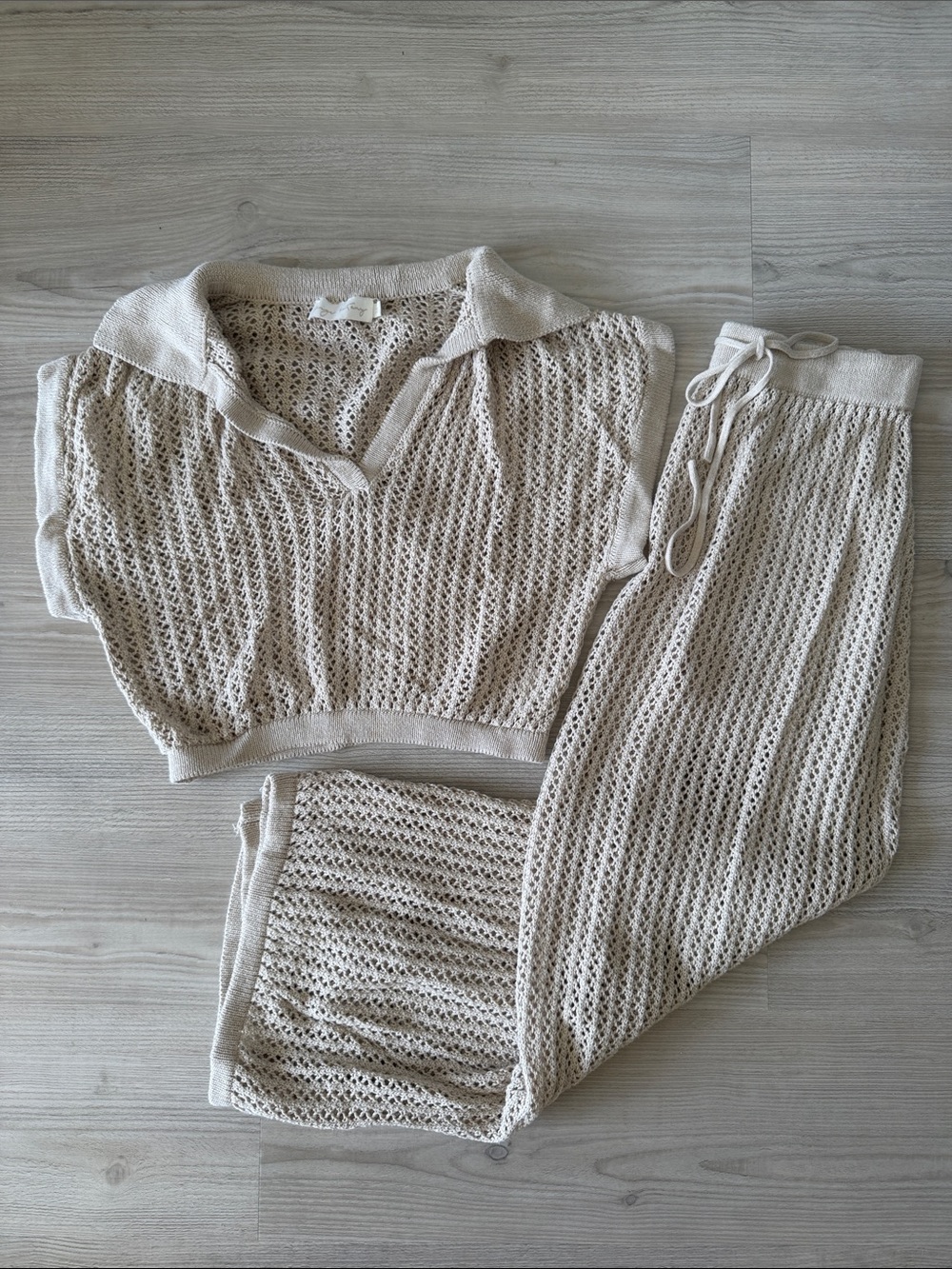 Beige Botany Cream Crochet Top & Skirt